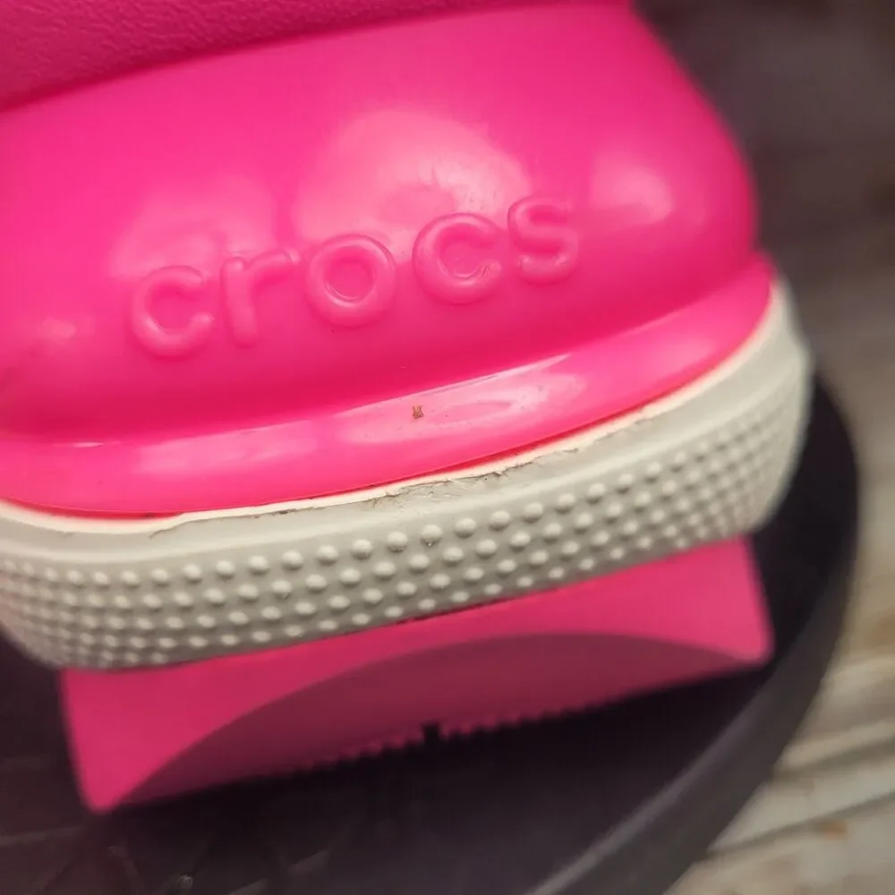 Crocs Mega Crush Triple Strap Women Size 9 Pink Platform Sandals